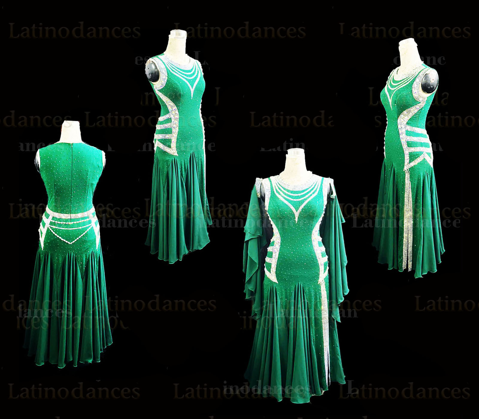 Luxury Green Smooth Ballroom Dress sm402