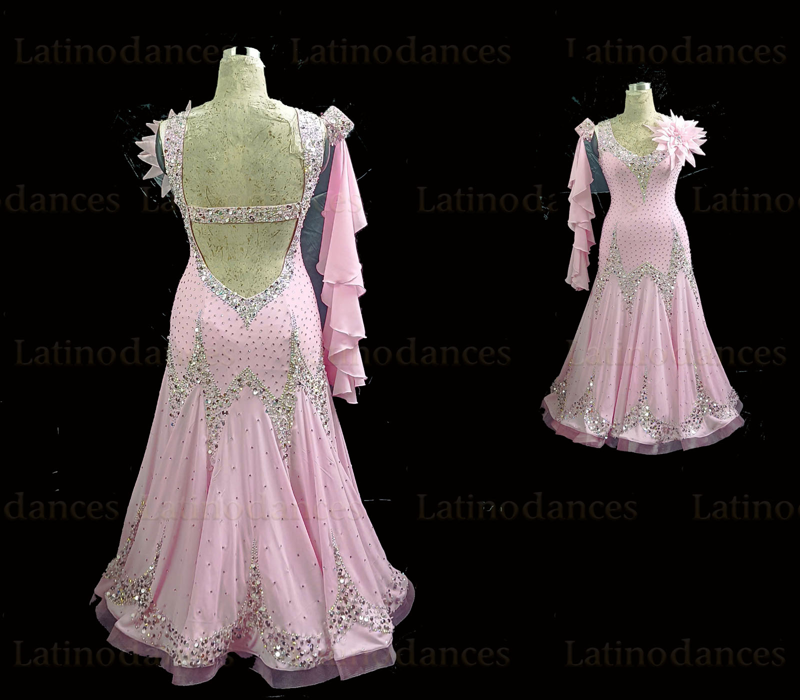 Pink Standard Ballroom Dress Back ST25916