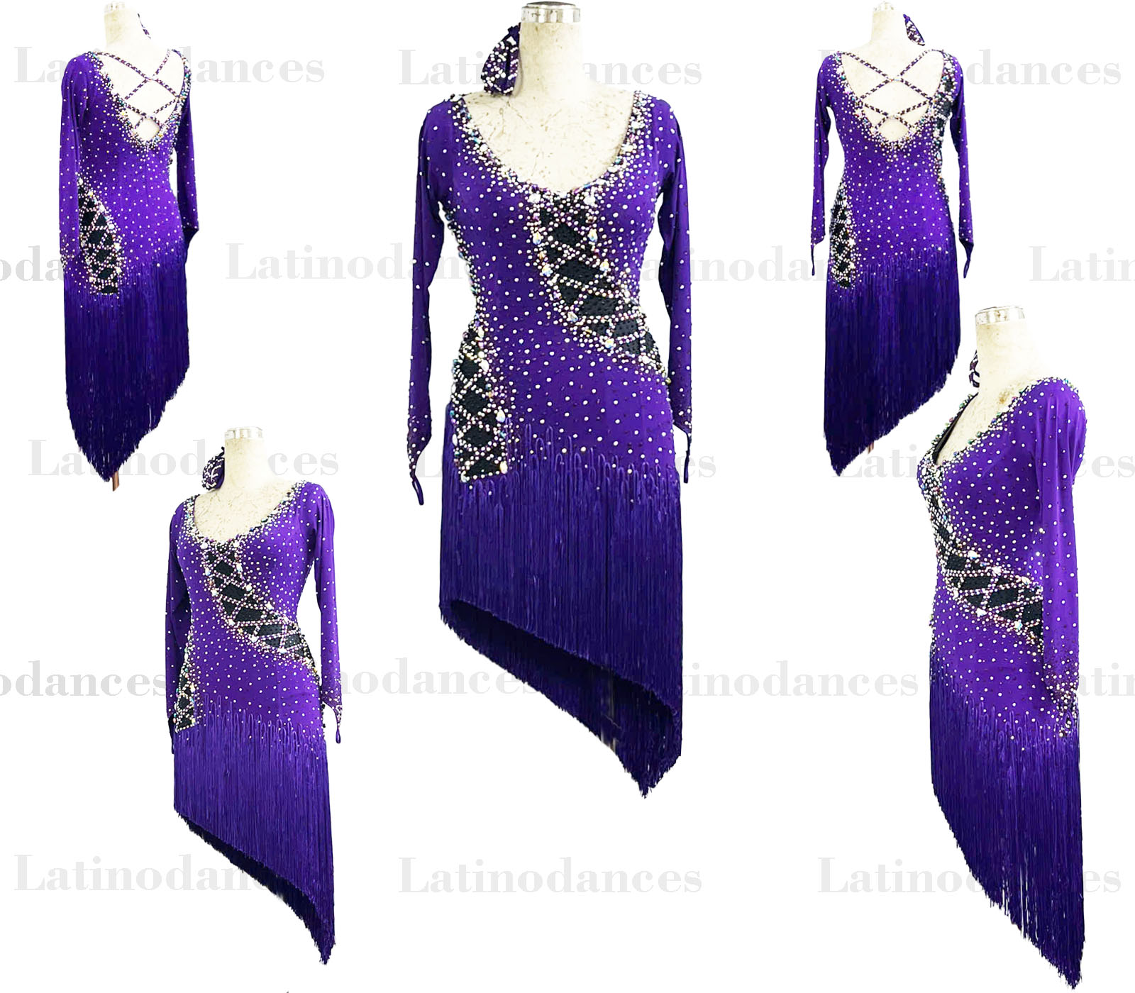 Purple Crystal Fringe Latin Rhythm Dress Overview Lt251221