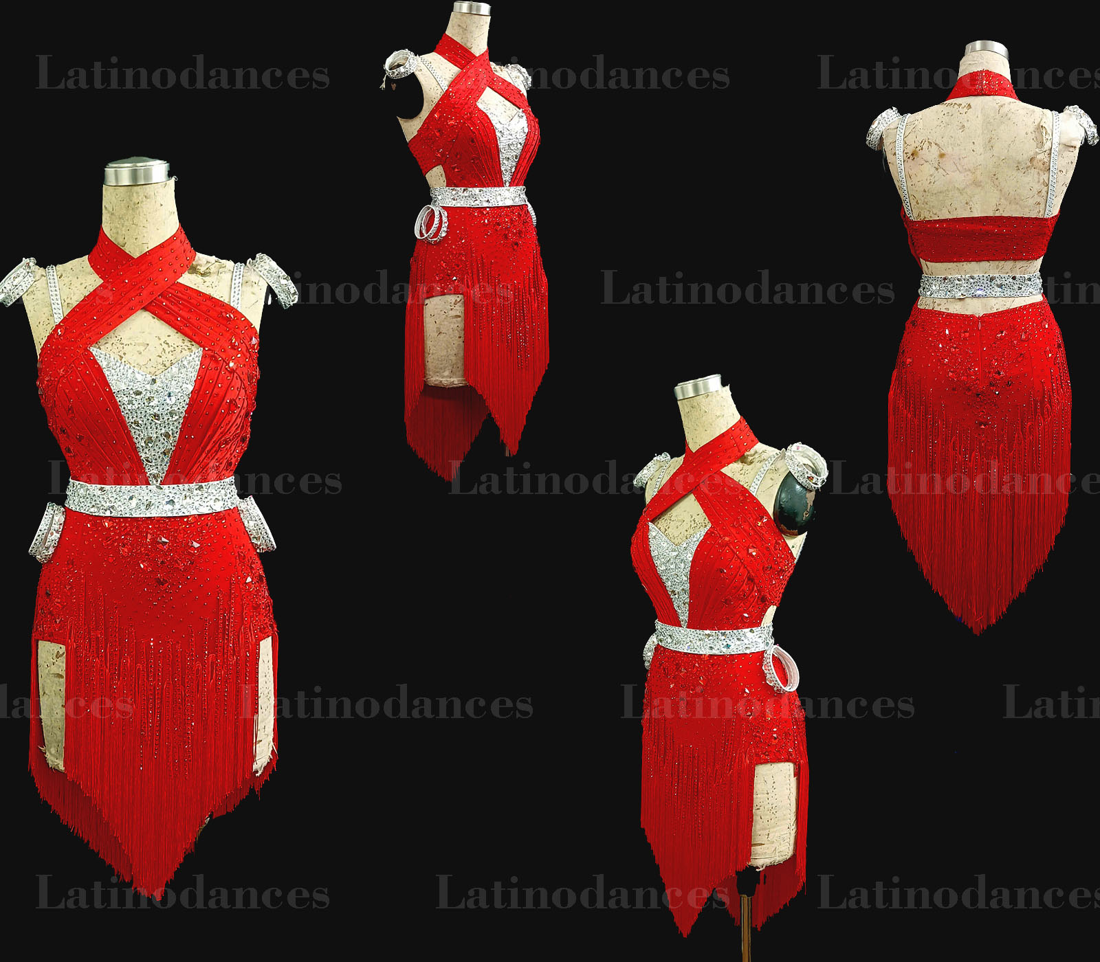 Red Crystal Fringe Latin Rhythm Dress Overview Lt2592