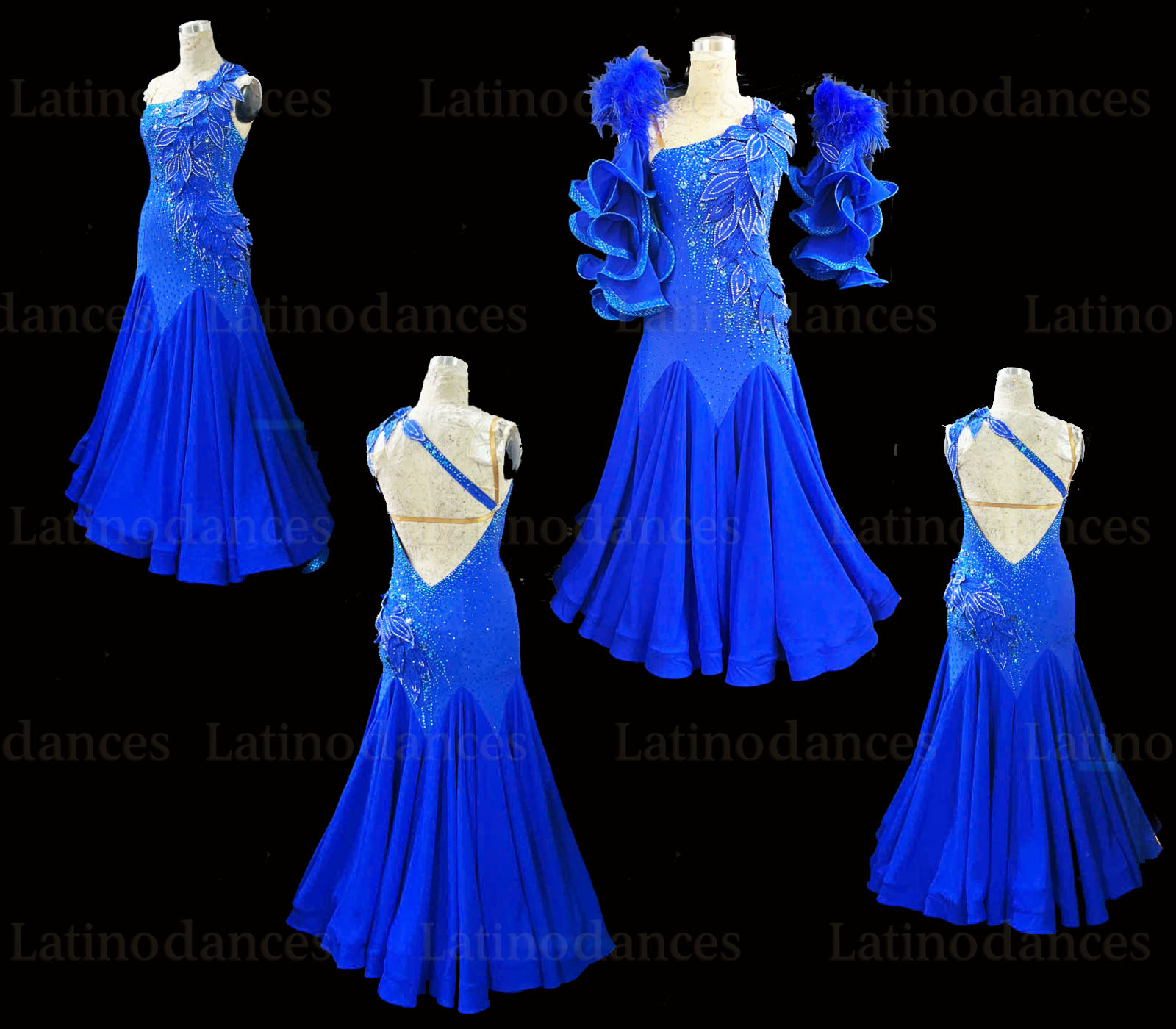 Royal Sapphire Floral Standard Ballroom Dress ST26211 With Floats